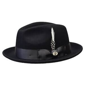 Bruno Capelo Fedora Hat Australian Wool  Fur Felt Finish Pinched B Logo Pin Sz L
